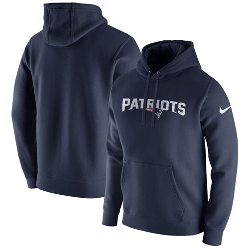Men's New England Patriots Nike Navy Club Fleece Pullover Hoodie - Click Image to Close